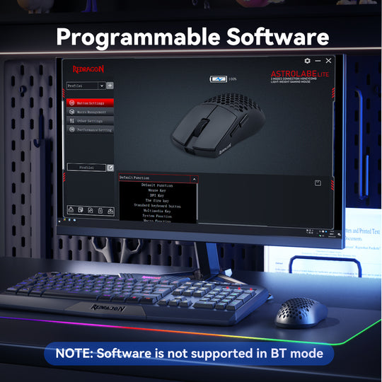 Redragon M725-LIT Tri-Mode Gaming Mice with programmable software