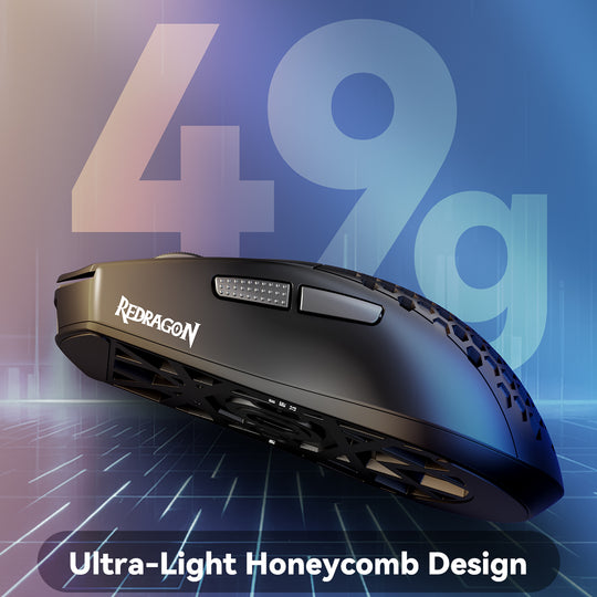 Redragon M725-LIT Tri-Mode Gaming Mice with programmable software with ultra-light honeycomb design