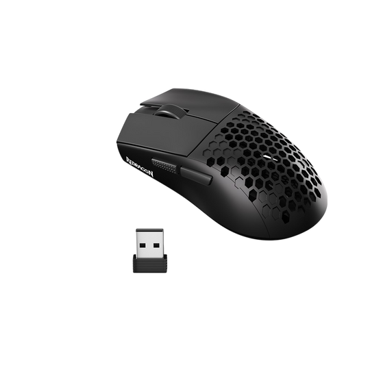 Redragon M725-Lit Tri-Mode Black Gaming Mouse with Honeycomb Design and USB Receiver