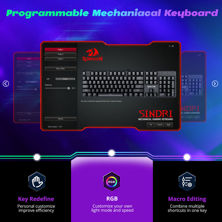 Redragon K671 104-Key Rainbow Backlight Mechanical keyboard