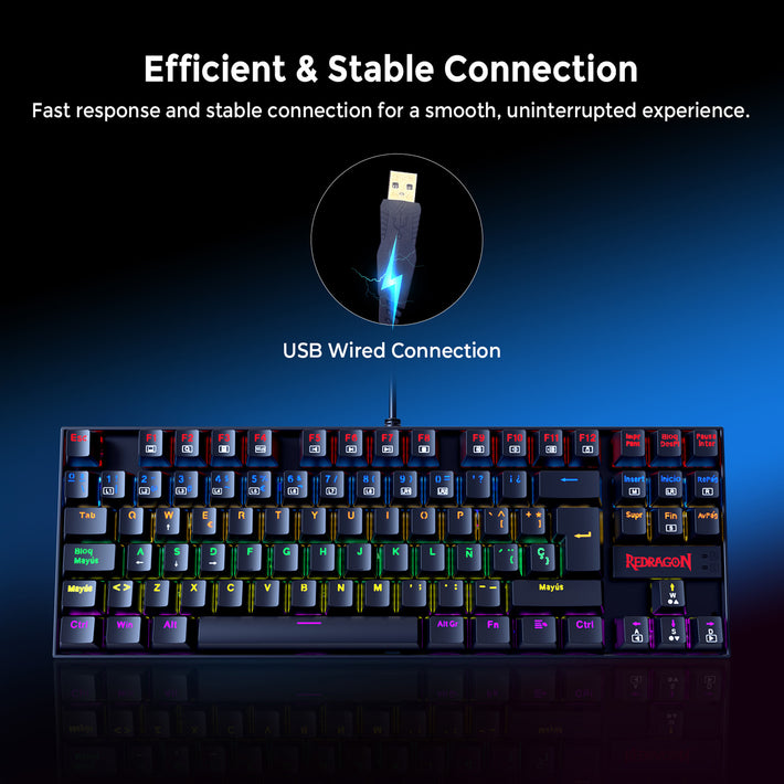 Redragon K552-KR-ES Rainbow Backlight TKL Mechanical Gaming Keyboard