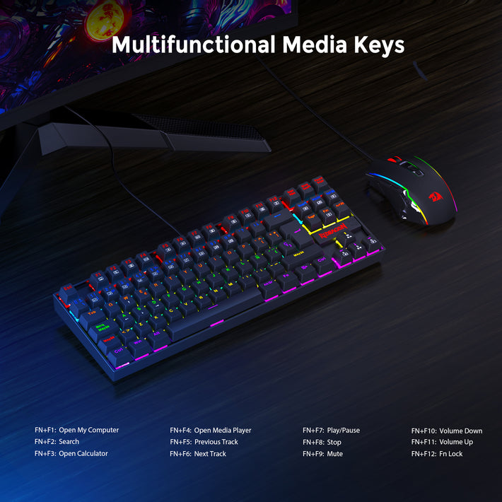 Redragon K552-KR-ES Rainbow Backlight TKL Mechanical Gaming Keyboard