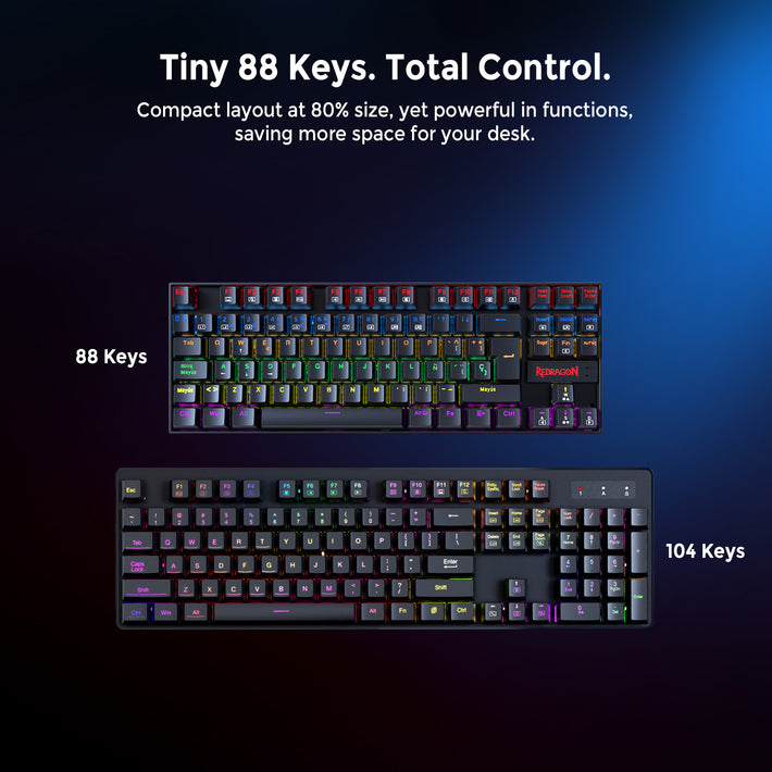 Redragon K552-KR-ES Rainbow Backlight TKL Mechanical Gaming Keyboard