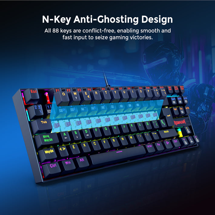 Redragon K552-KR-ES Rainbow Backlight TKL Mechanical Gaming Keyboard