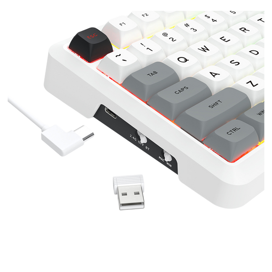 Redragon K688WGL RGB Pro Bragi White Full Size Gasket Wireless Mechanical Keyboard