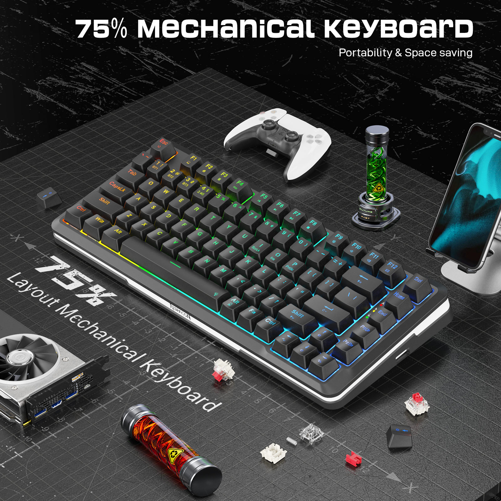 Redragon K713-RGB-PRO TKL Mechanical Keyboard