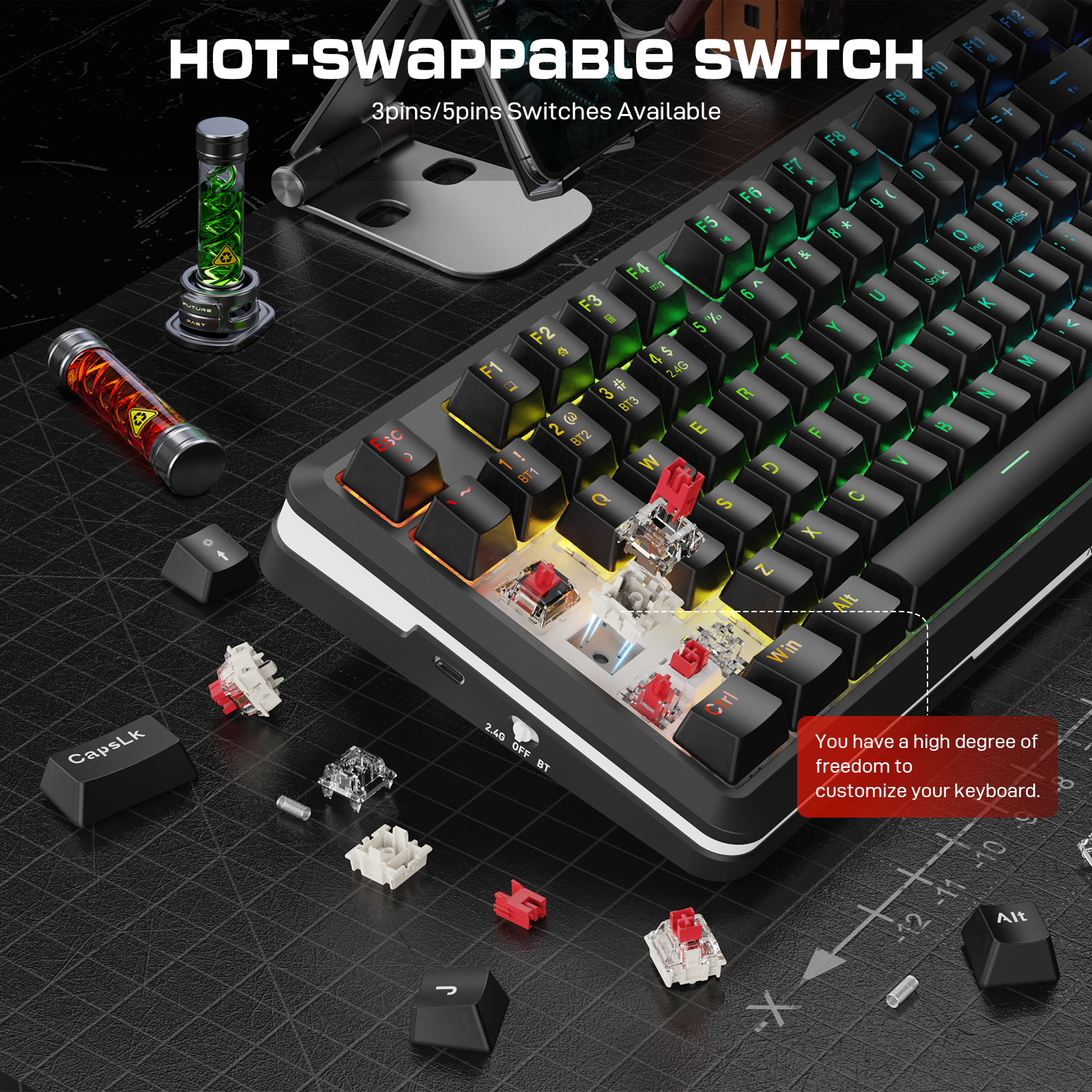 Redragon K713-RGB-PRO TKL Mechanical Keyboard