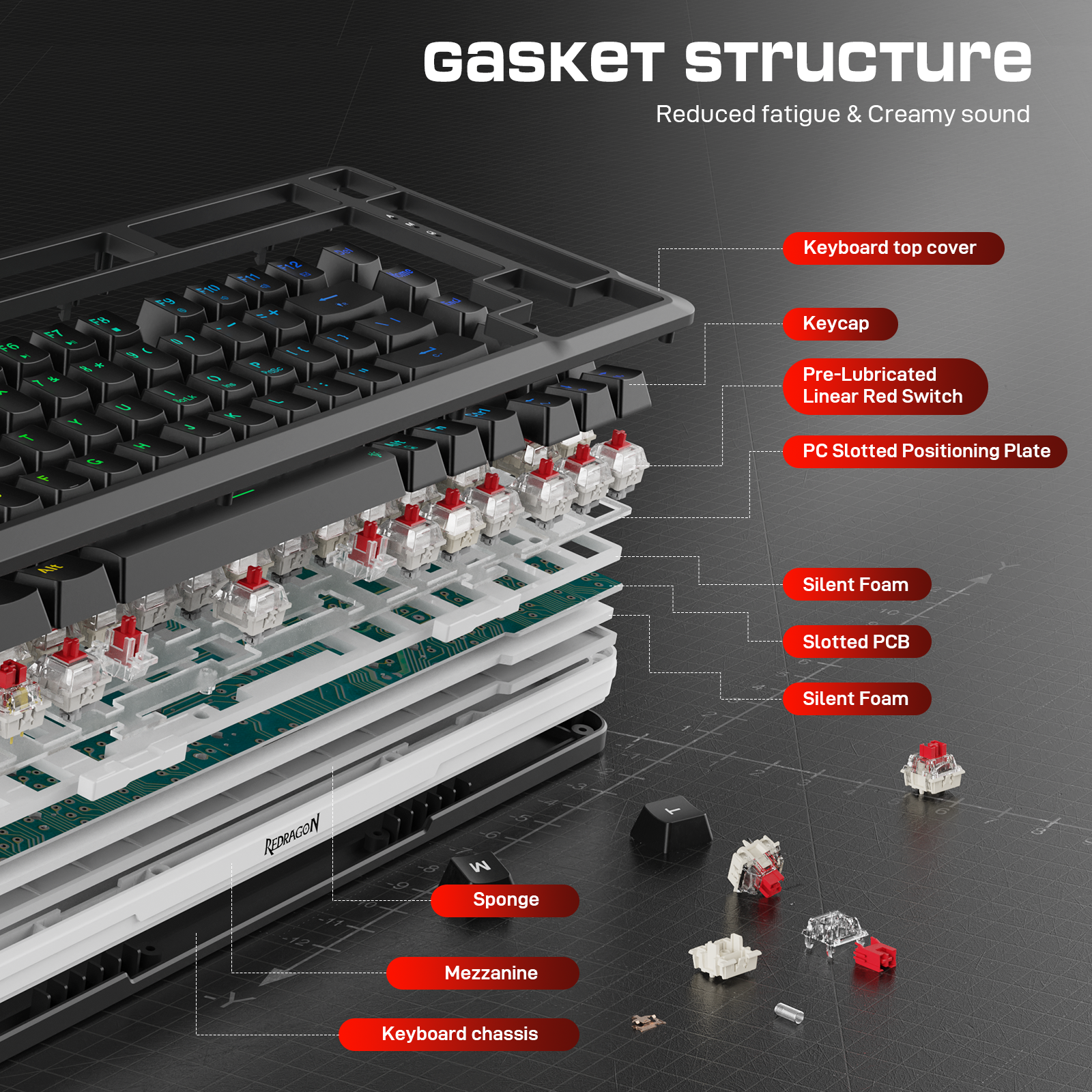 Redragon K713-RGB-PRO TKL Mechanical Keyboard