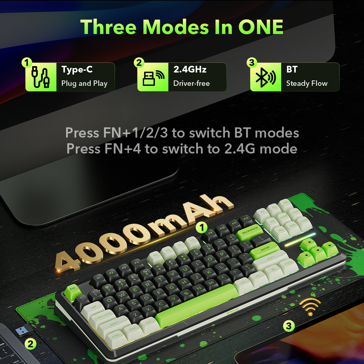 Redragon K734BWG-RGB-PRO TKL Mechanical Keyboard