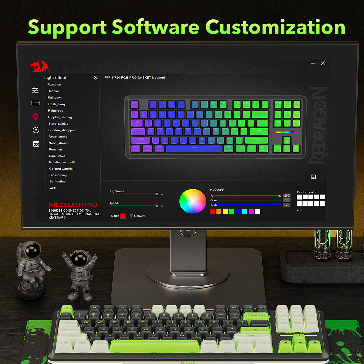 Redragon K734BWG-RGB-PRO TKL Mechanical Keyboard