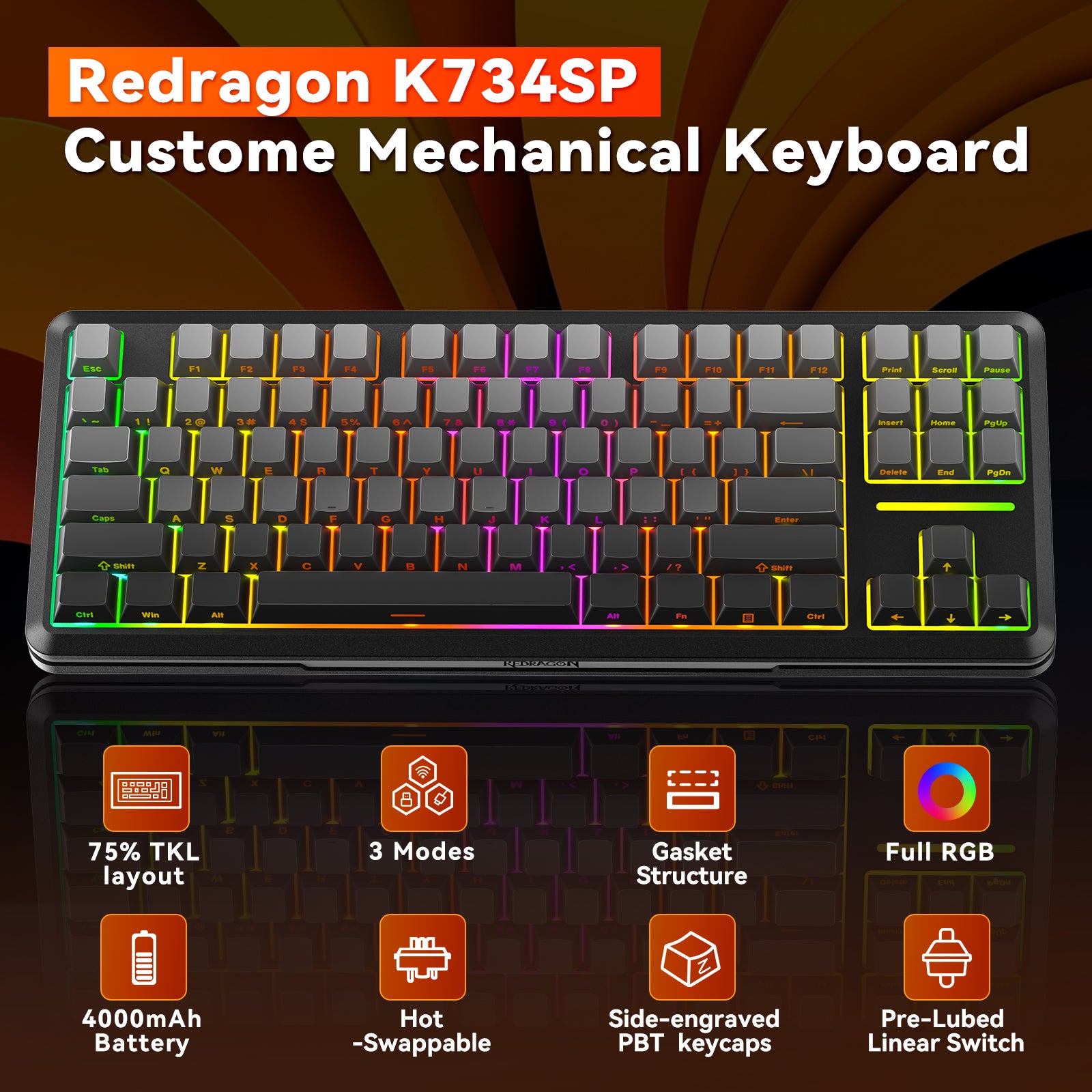 Redragon K734SP-RGB-PRO TKL Mechanical Keyboard