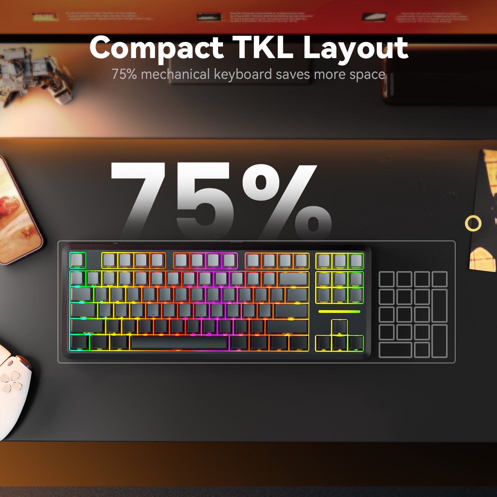 Redragon K734SP-RGB-PRO TKL Mechanical Keyboard