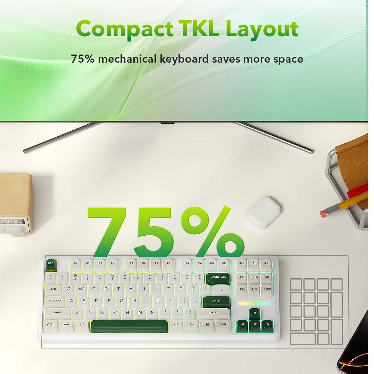 Redragon K734WCG-RGB-PRO TKL Mechanical Keyboard