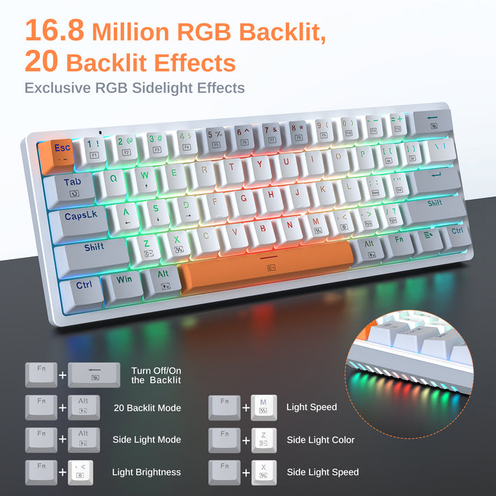 Redragon K624WGO-RGB 61-Key  Mechanical Gaming Keyboard