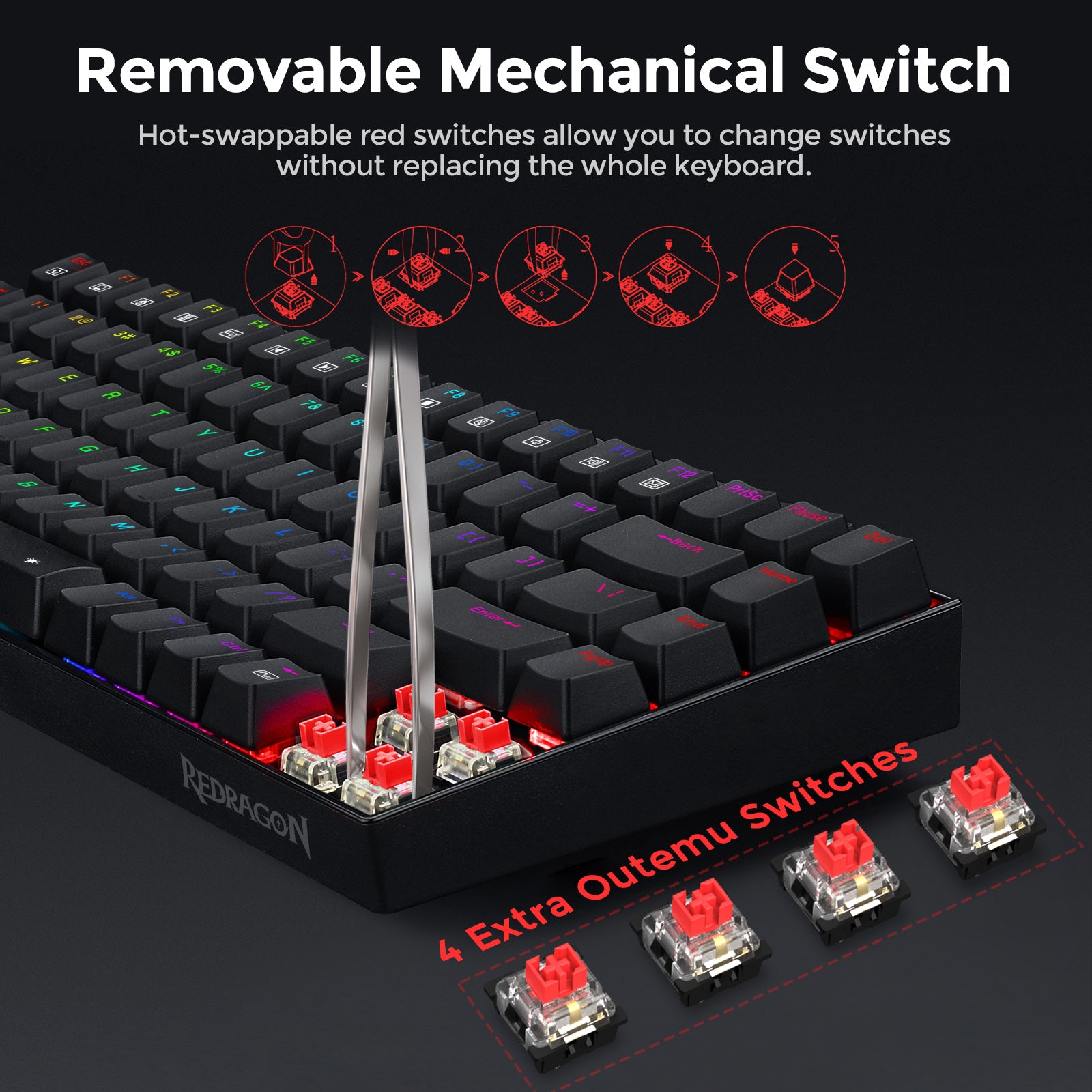 Redragon K629-RGB 75% Mechanical Gaming Keyboard