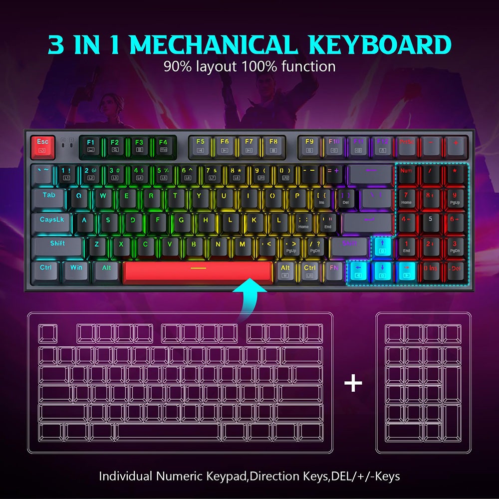 Redragon K636GLR-R 94-KeyBacklight Mechanical Keyboard