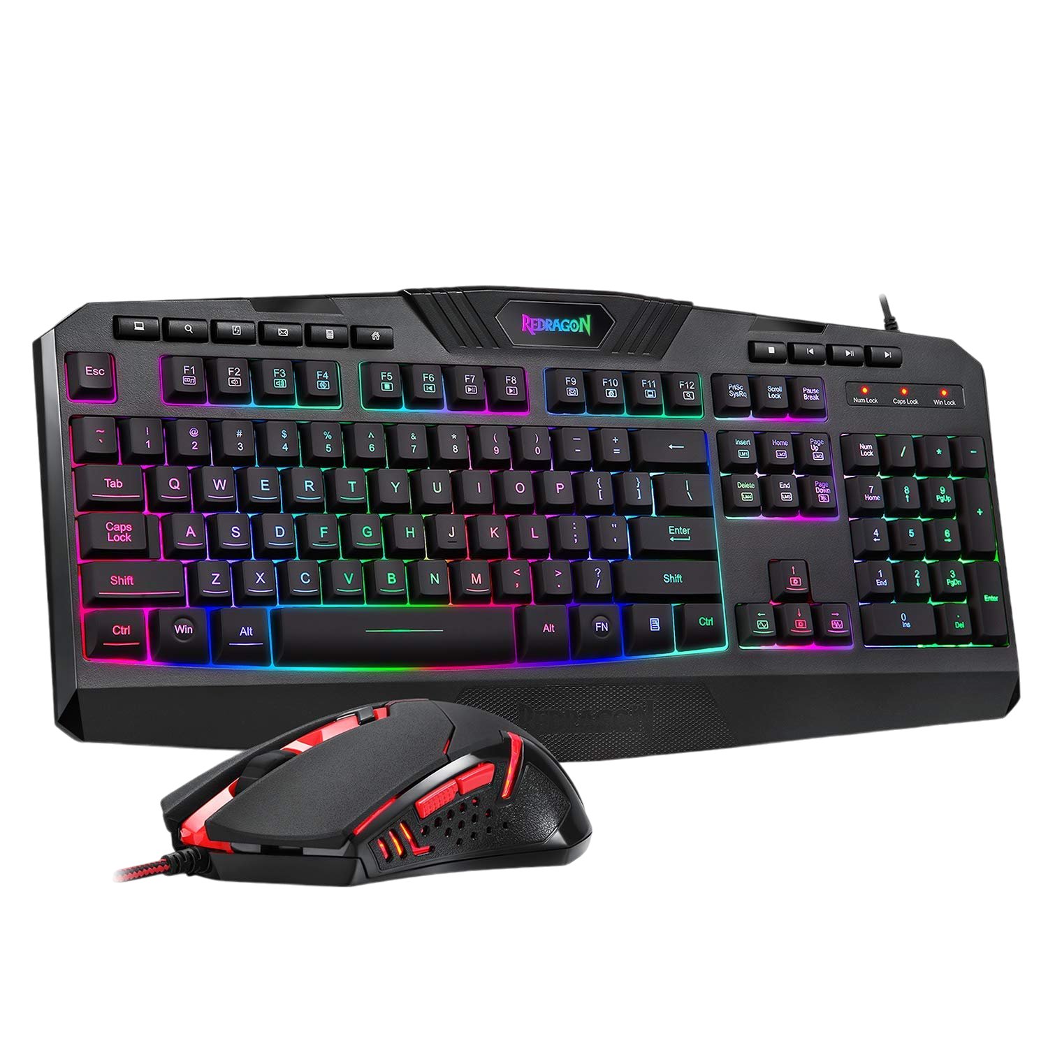 Redragon S101-3 Wired Keyboard and Mouse Combo, RGB Backlight Keyboard, US Layout and 3200DPI Mouse - Black