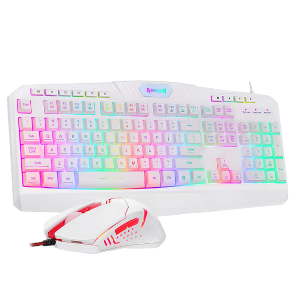 Redragon S101W Wired RGB Gaming Keyboard & Mice Combo - White