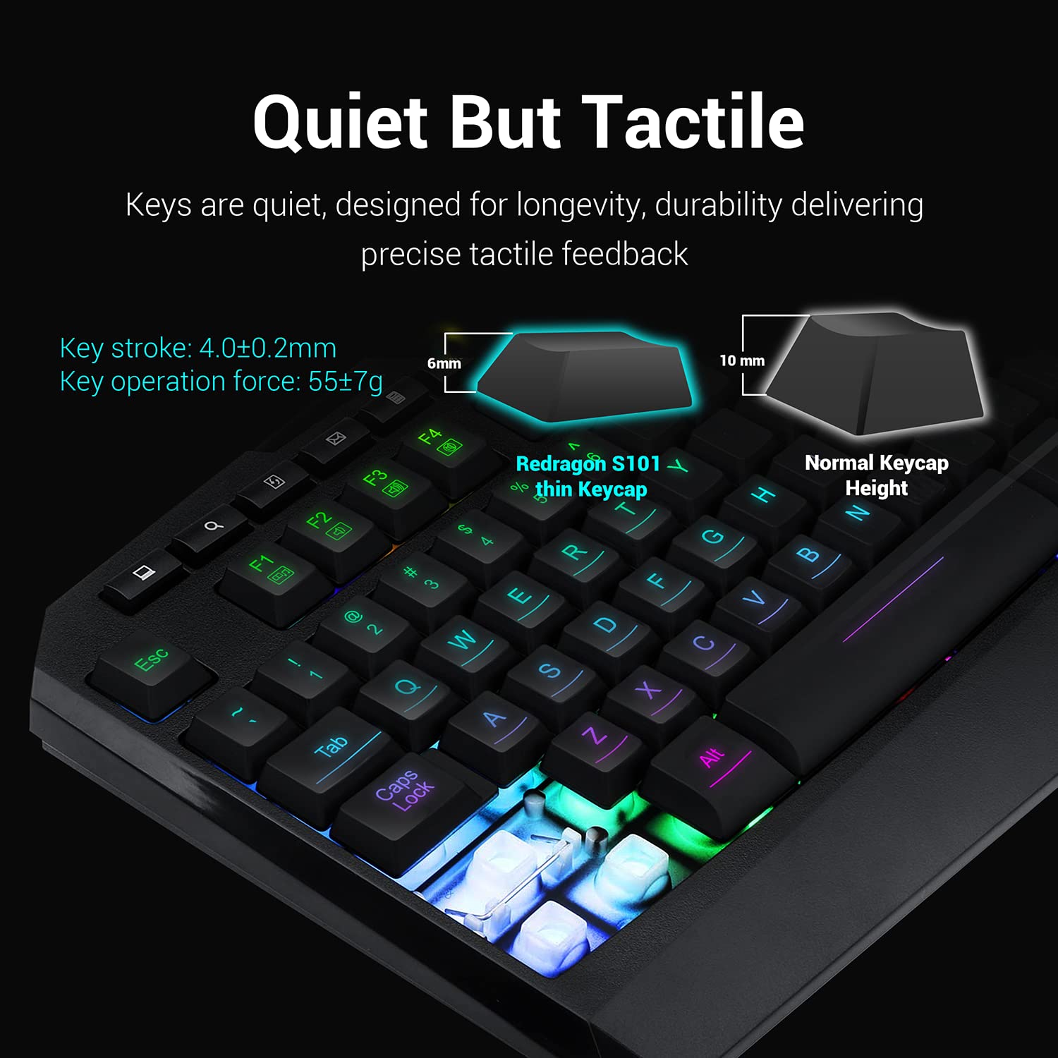 Redragon S101-3 Wired Keyboard and Mouse Combo with RGB Backlight - Black